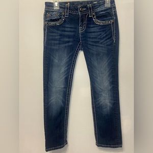 Miss Me Jeans Womens Size 26 Signature Cropped Embroidered Denim 26x24